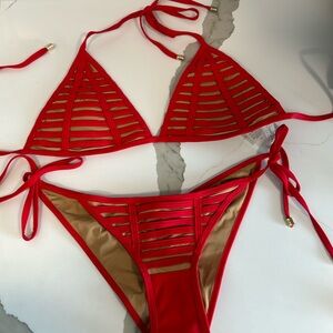 Beach bunny hard summer red swimsuit set